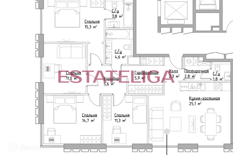 Продаётся 4-комнатная квартира, 104.2 м²