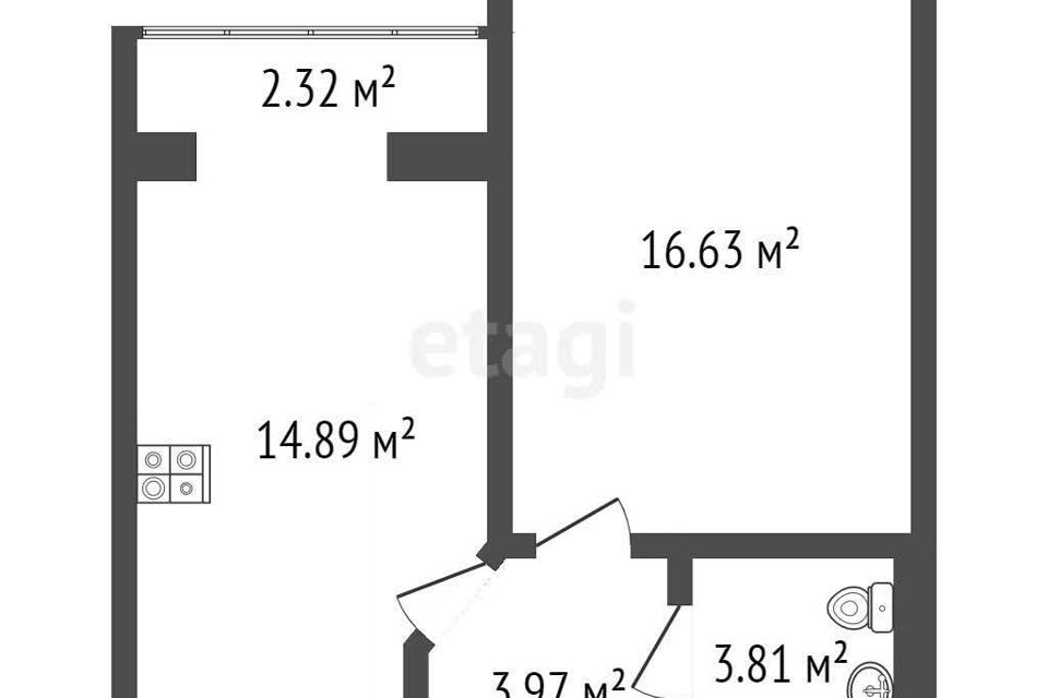 Продаётся 1-комнатная квартира, 42 м²