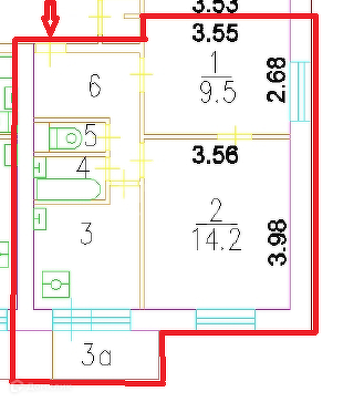 Продаётся 2-комнатная квартира, 39 м²