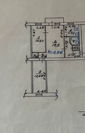 Продаётся 3-комнатная квартира, 56.9 м²