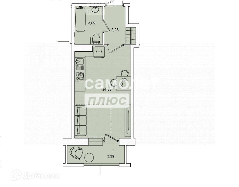 Сдаётся студия, 21.2 м²