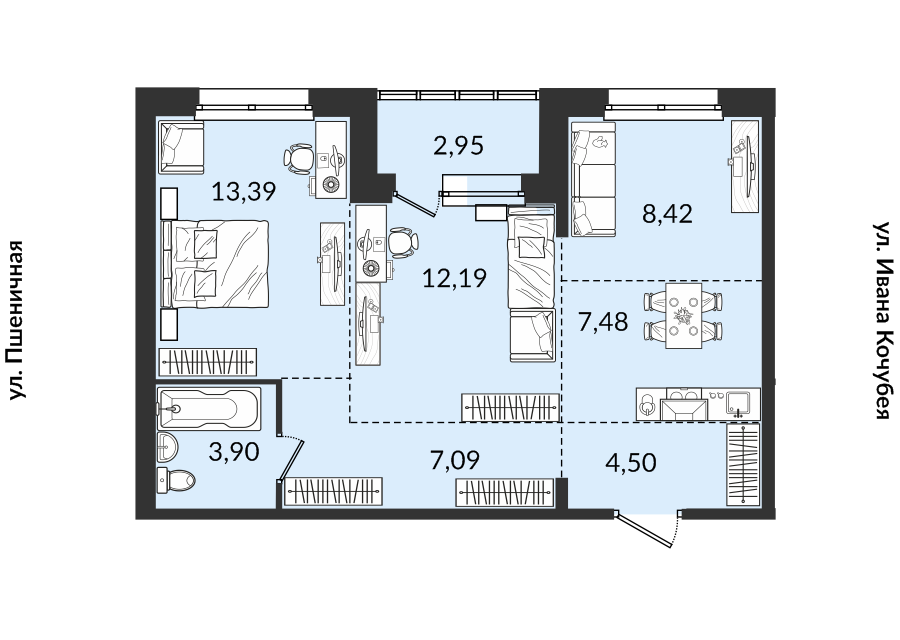Продаётся 3-комнатная квартира, 63.83 м²