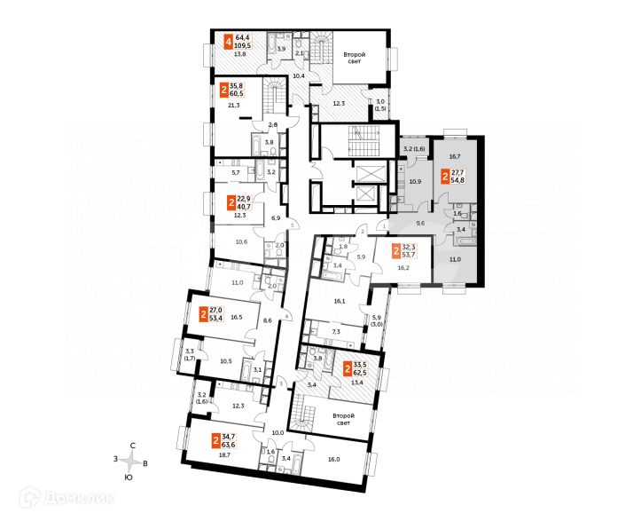 Продаётся 2-комнатная квартира, 55 м²