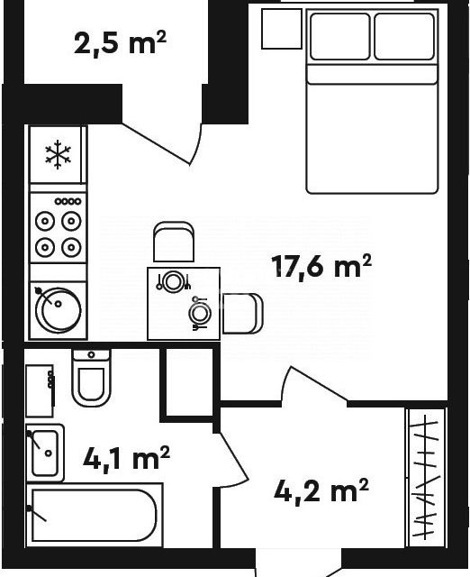 Продаётся студия, 27 м²