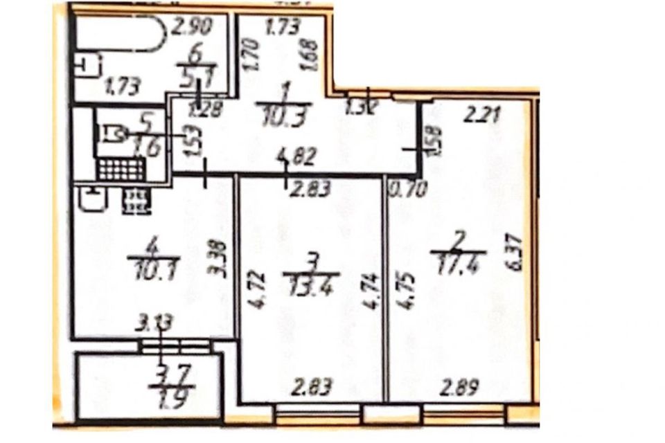 Продаётся 2-комнатная квартира, 57.9 м²
