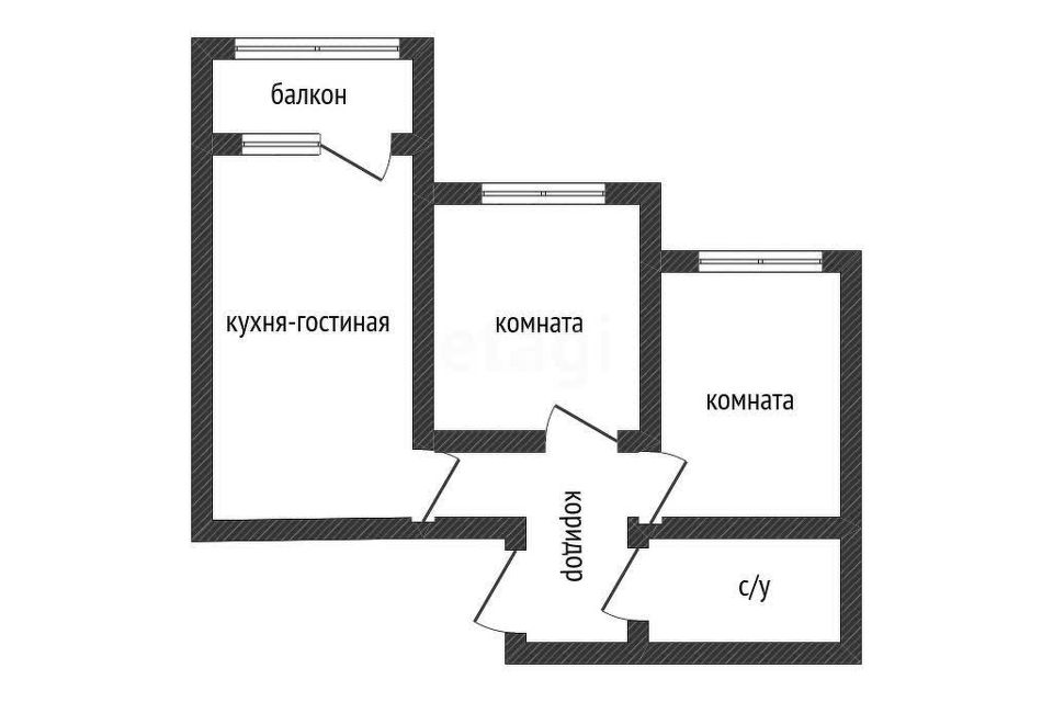 Продаётся 2-комнатная квартира, 49.8 м²