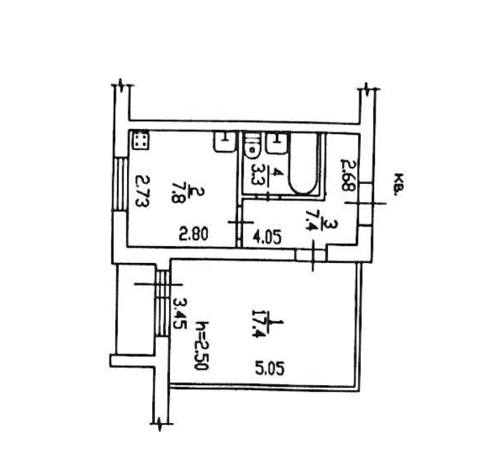Продаётся 1-комнатная квартира, 37.4 м²