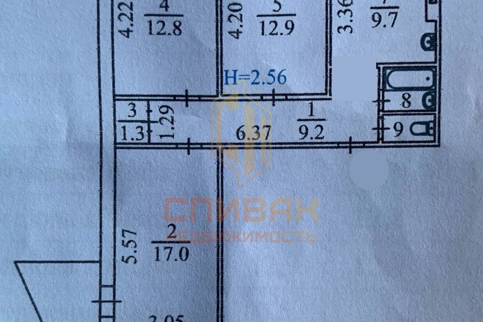 Продаётся 3-комнатная квартира, 72.7 м²