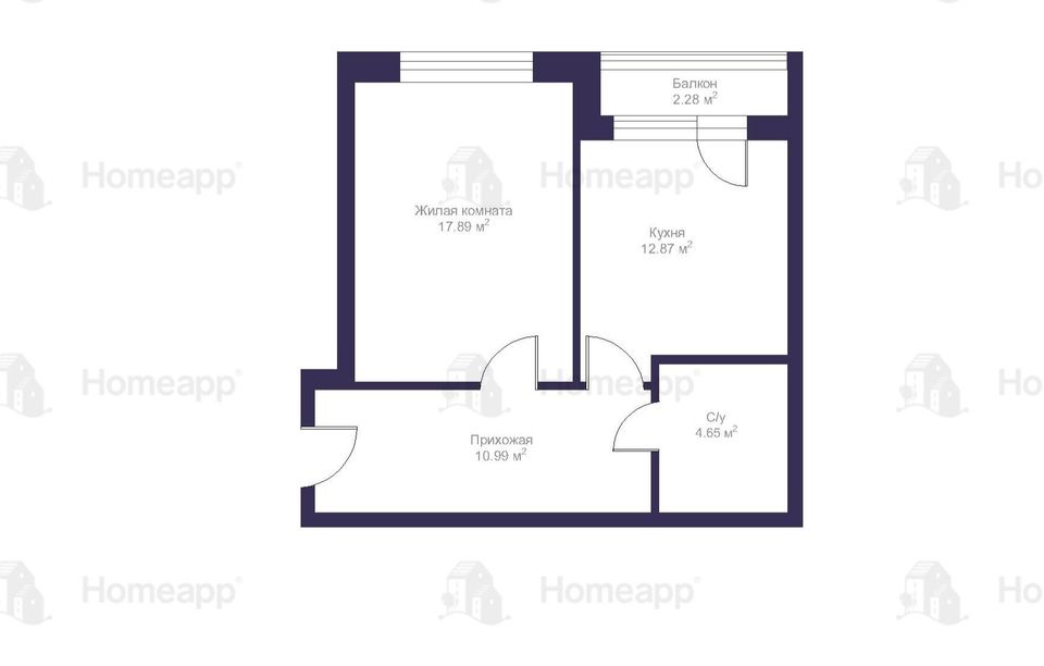 Продаётся 1-комнатная квартира, 47 м²