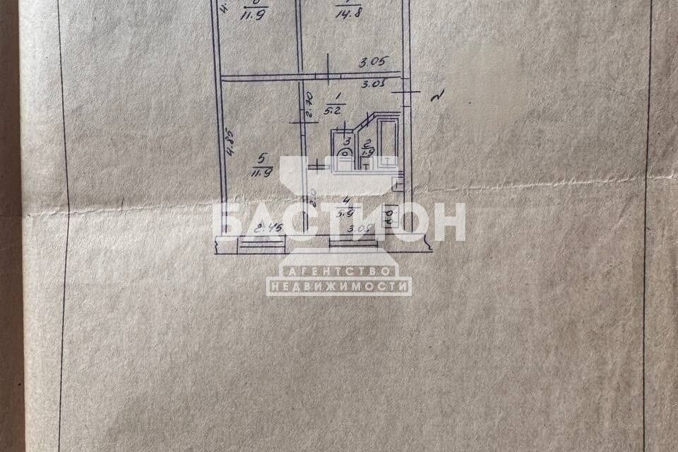 Продаётся 3-комнатная квартира, 53.3 м²
