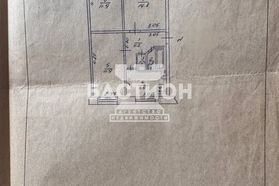 Продаётся 3-комнатная квартира, 53.3 м²
