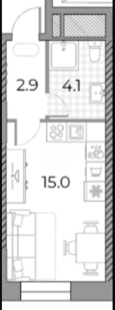 Продаётся 1-комнатная квартира, 22 м²