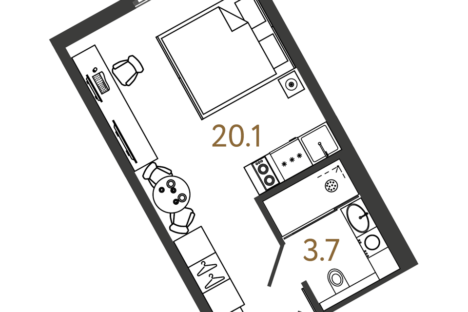 Продаётся студия, 23.8 м²