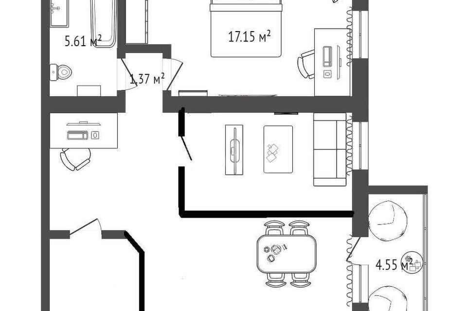 Продаётся 2-комнатная квартира, 67.3 м²