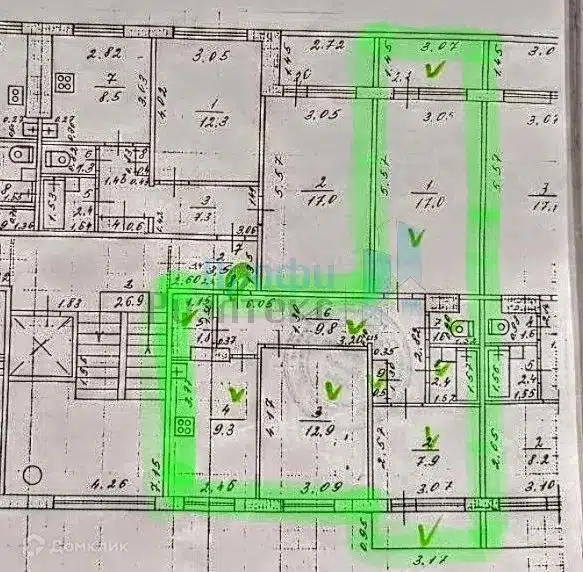 Продаётся 3-комнатная квартира, 66.3 м²