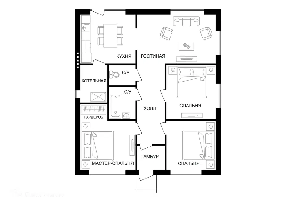 Продаётся 1-этажный дом, 118 м²