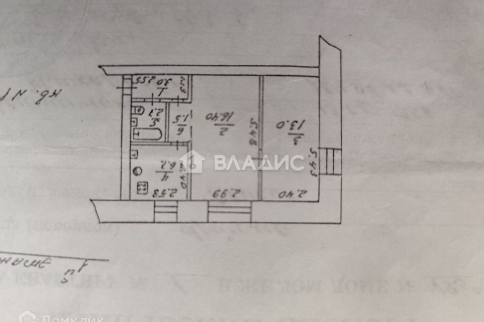 Продаётся 2-комнатная квартира, 42.8 м²