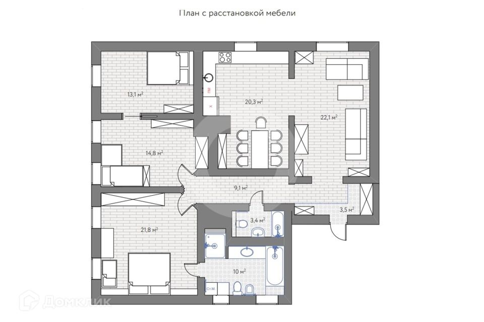 Сдаётся 4-комнатная квартира, 115 м²