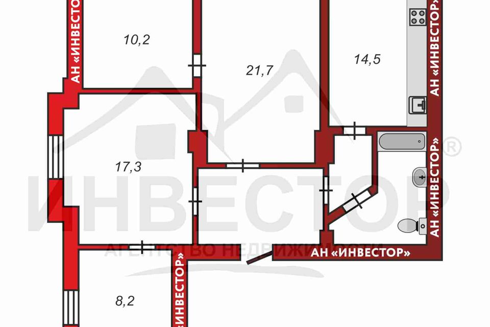Продаётся 4-комнатная квартира, 92 м²