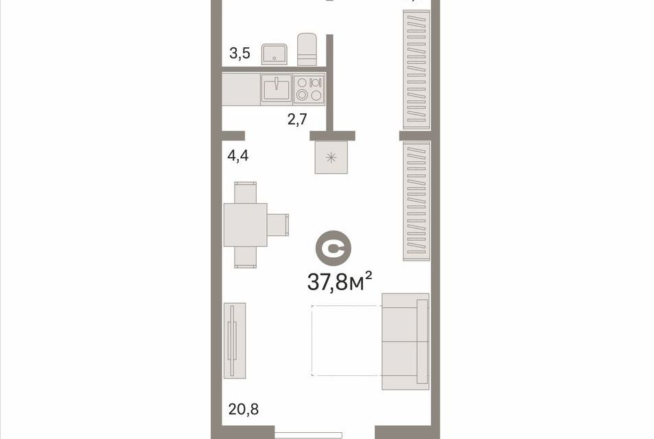 Продаётся студия, 37.8 м²