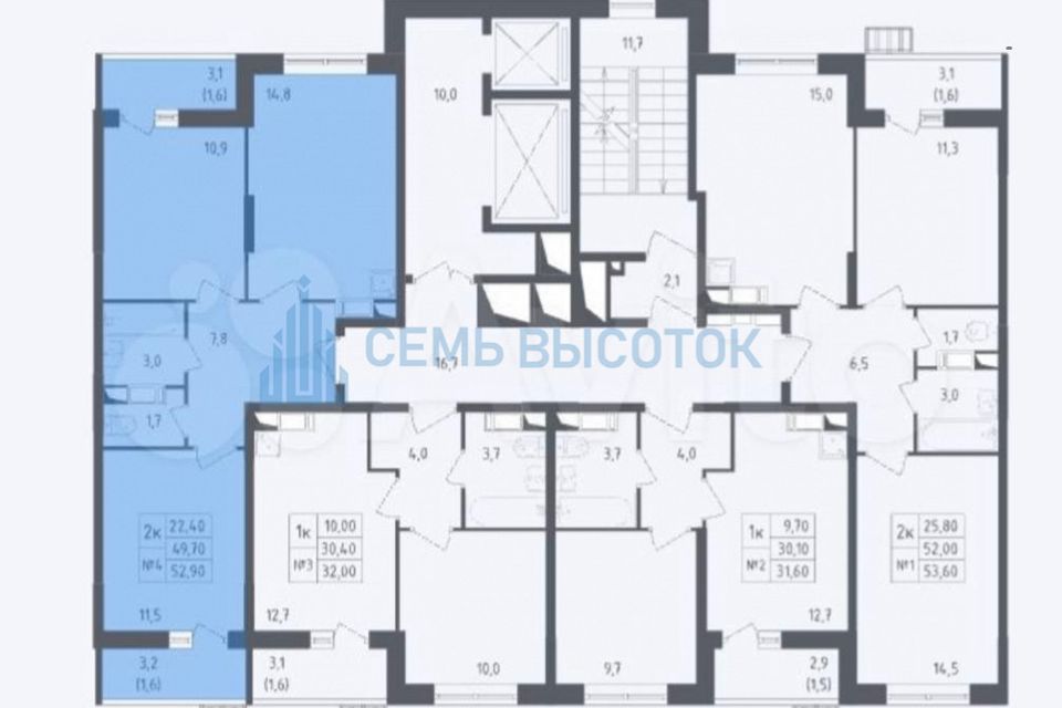 Продаётся 3-комнатная квартира, 52 м²