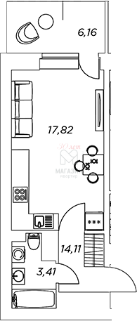 Продаётся студия, 27.19 м²