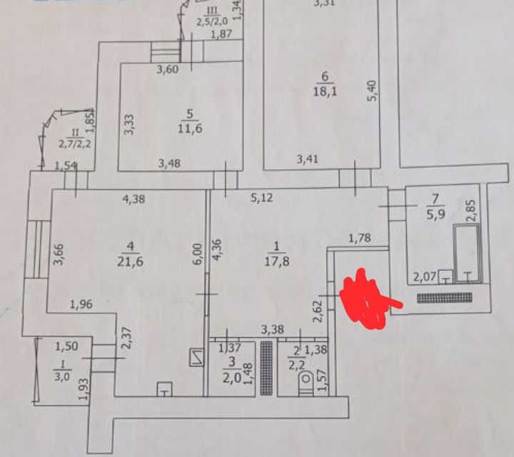 Продаётся 2-комнатная квартира, 86.4 м²