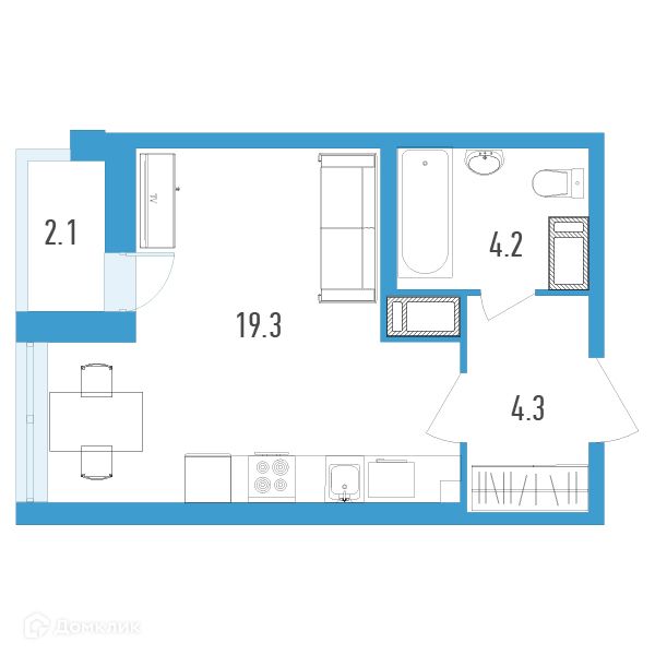 Продаётся студия, 28.9 м²