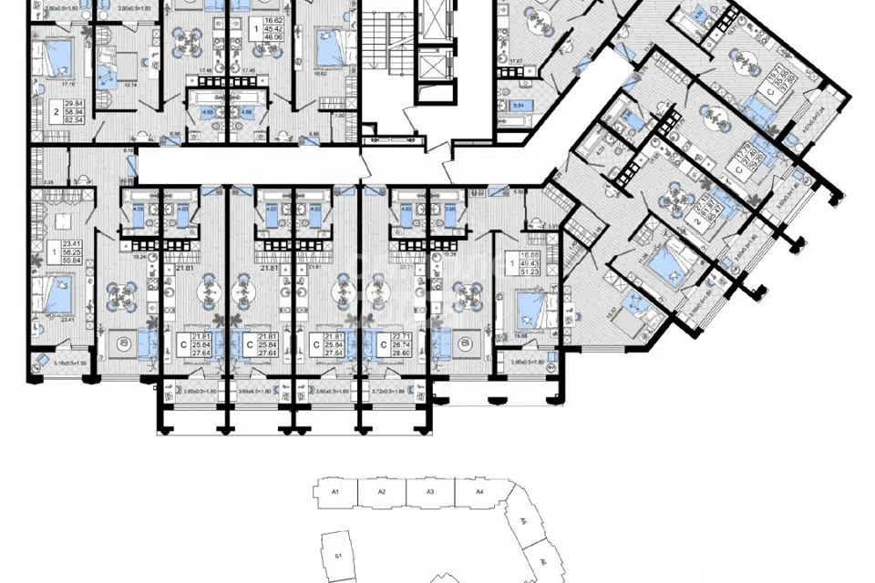 Продаётся 1-комнатная квартира, 48.95 м²