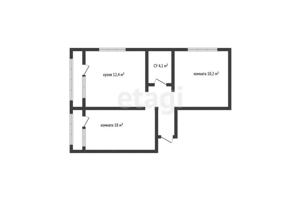 Продаётся 2-комнатная квартира, 56.8 м²