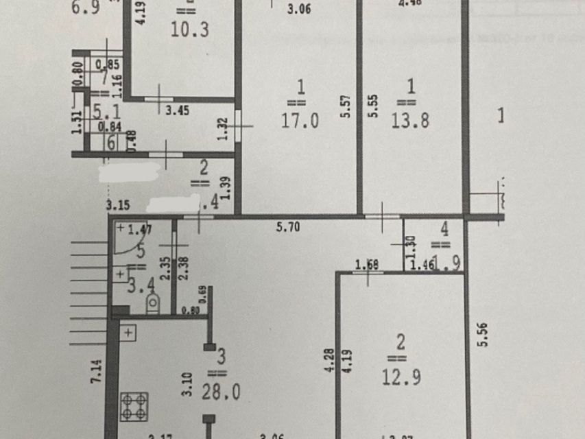 Продаётся 3-комнатная квартира, 62.9 м²