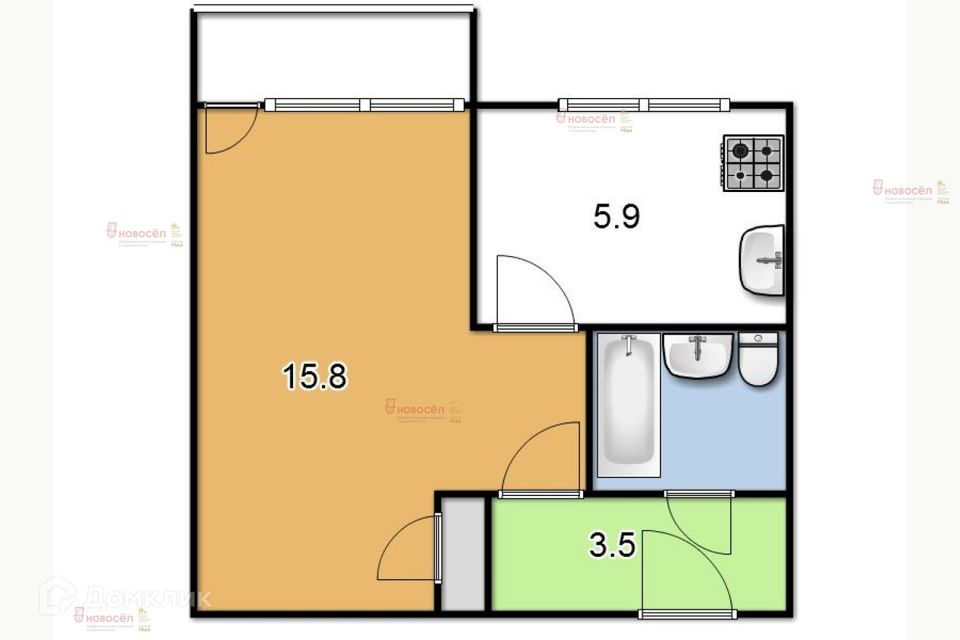 Продаётся 1-комнатная квартира, 32.8 м²