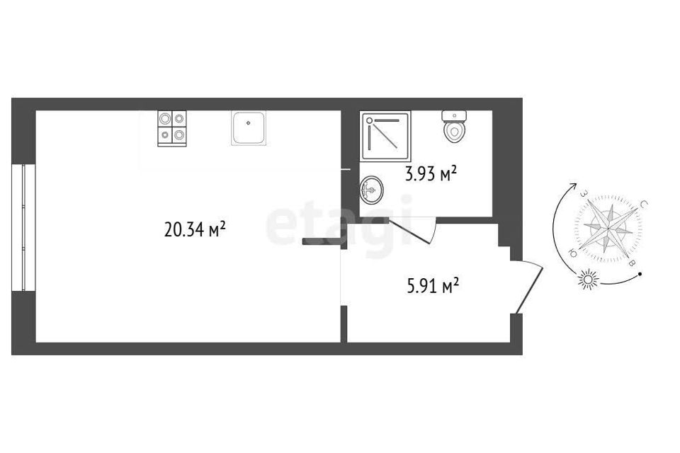 Продаётся студия, 30.2 м²