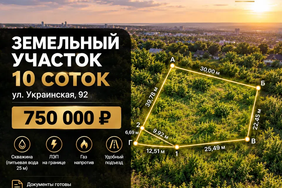 Продаётся участок, 10 сот.