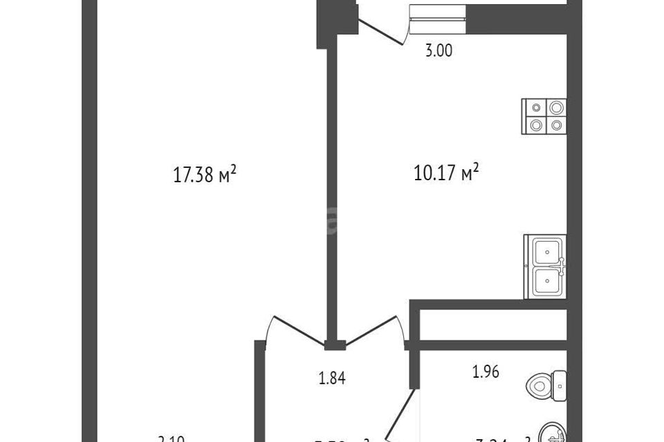 Продаётся 1-комнатная квартира, 35.8 м²