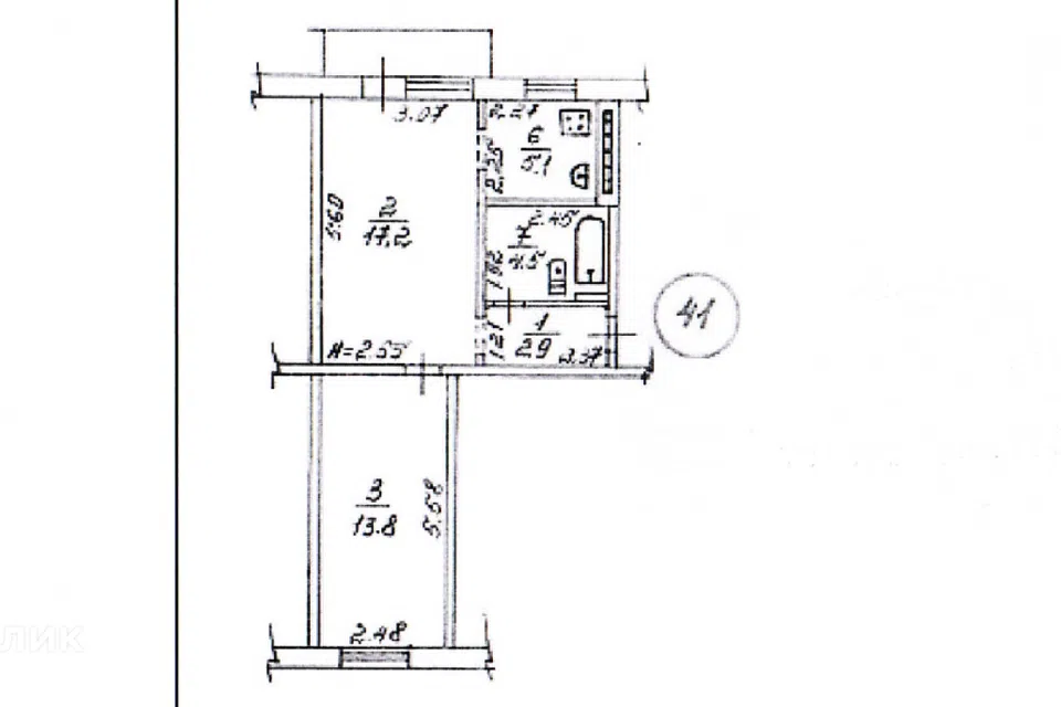 Продаётся 2-комнатная квартира, 44.3 м²