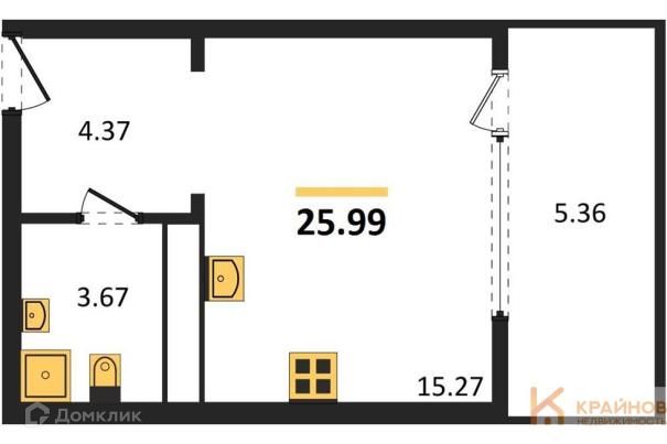 Продаётся студия, 25.99 м²
