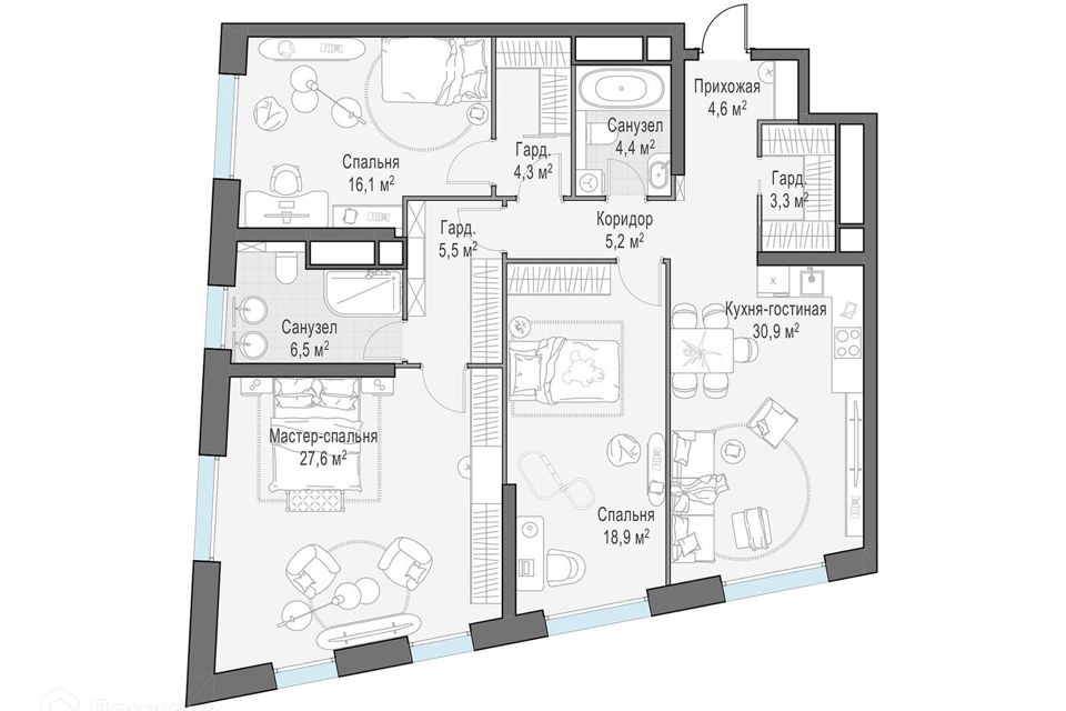 Продаётся 3-комнатная квартира, 116.5 м²