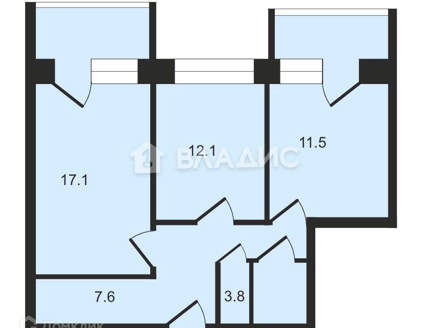 Продаётся 2-комнатная квартира, 60.9 м²