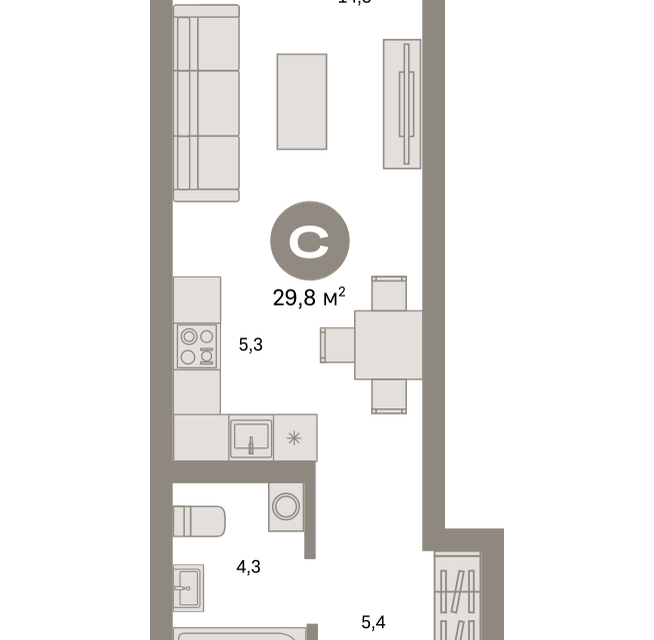 Продаётся студия, 29.8 м²