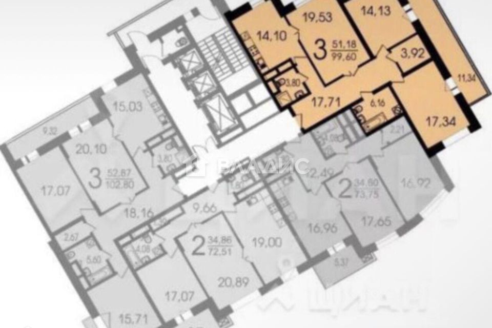 Продаётся 3-комнатная квартира, 100.26 м²
