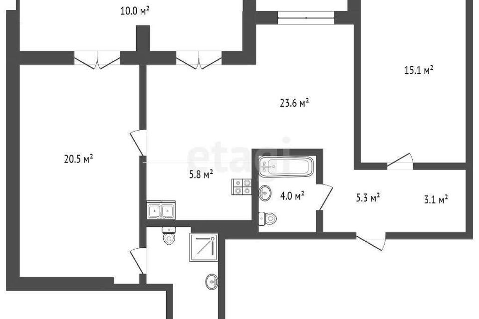 Продаётся 2-комнатная квартира, 88.6 м²