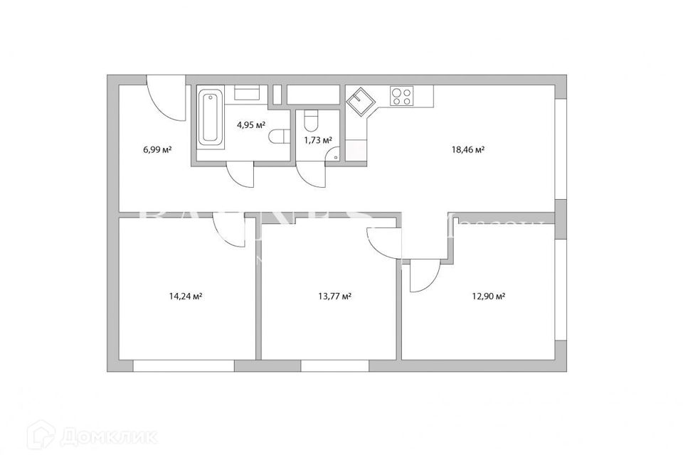 Продаётся 4-комнатная квартира, 81.48 м²