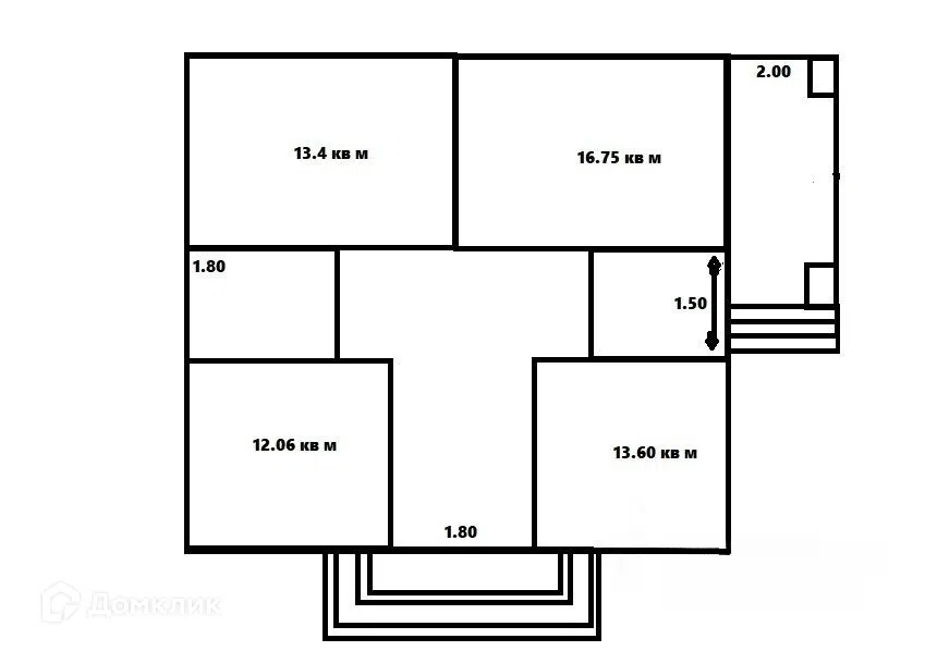 Продаётся 1-этажный дом, 90 м²