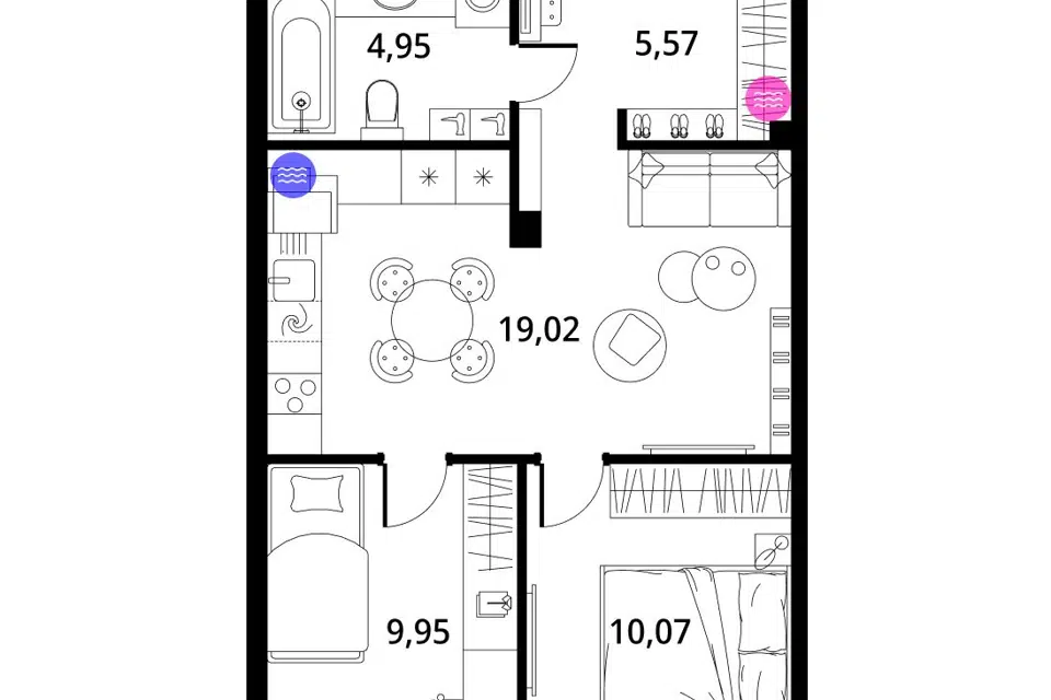 Продаётся 1-комнатная квартира, 48.2 м²