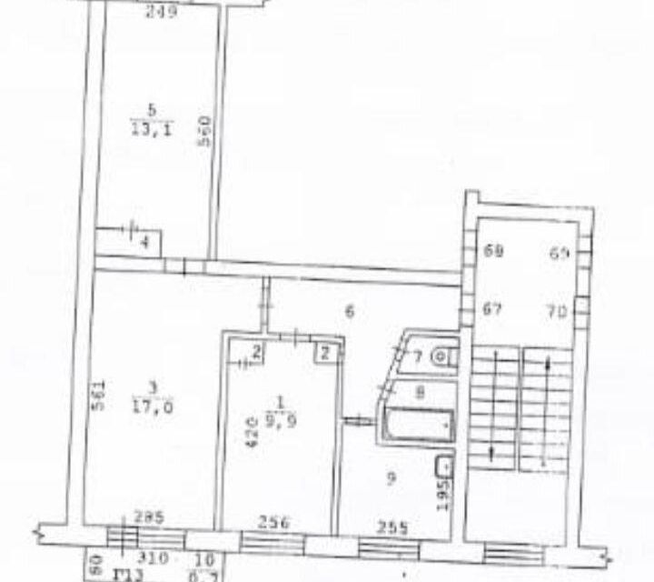 Продаётся 3-комнатная квартира, 57.3 м²