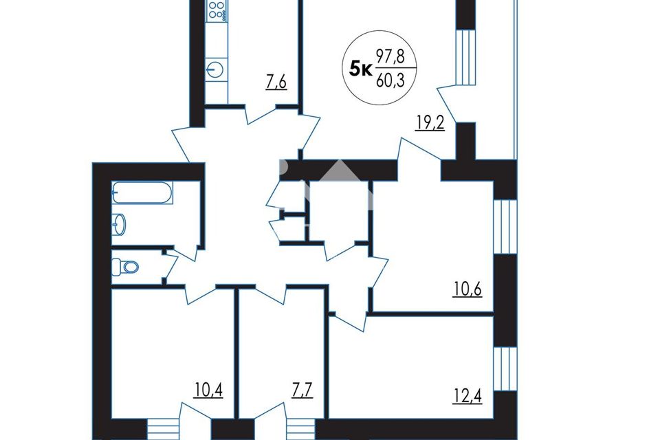 Продаётся 4-комнатная квартира, 91.3 м²