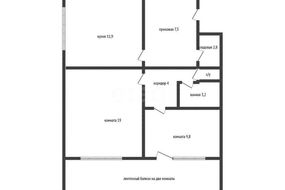 Продаётся 2-комнатная квартира, 59.9 м²