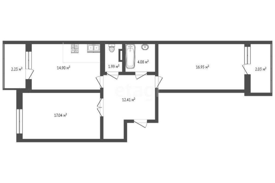 Продаётся 2-комнатная квартира, 67.8 м²