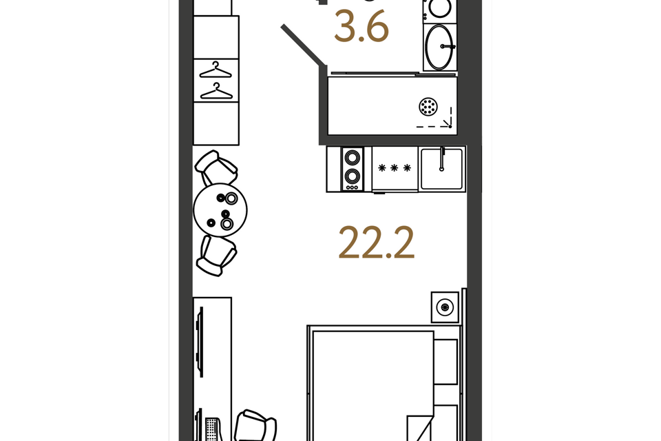 Продаётся студия, 25.8 м²